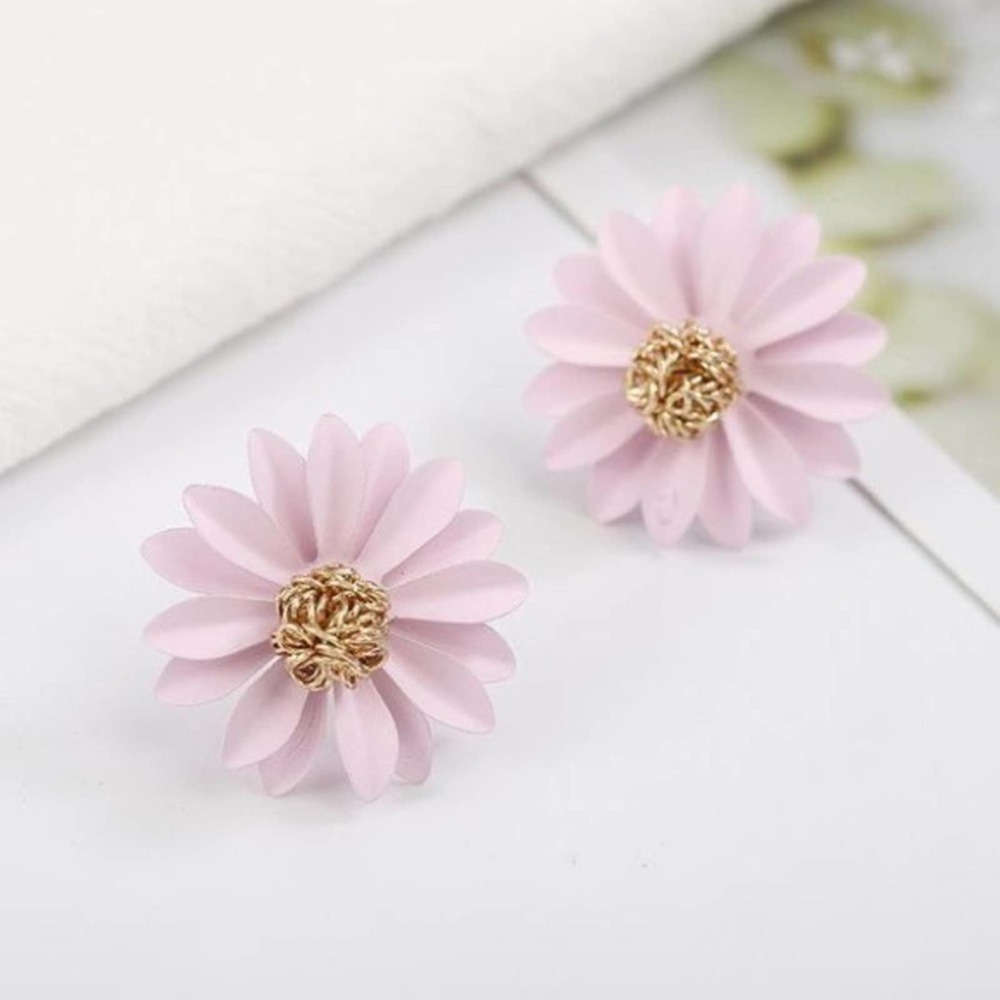 Cute Fashion Pink Flower Stud Earrings